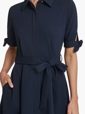Calvin Klein Indigo Midi Dress Bow Sleeves Size 8